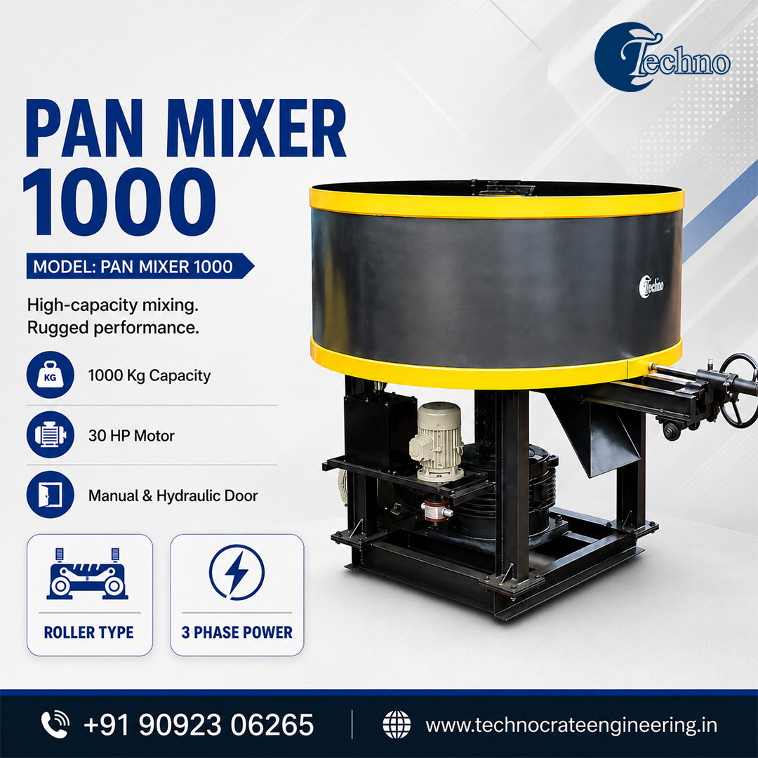 1 Ton Pan Mixer Machine for Fly Ash Brick Production Units
